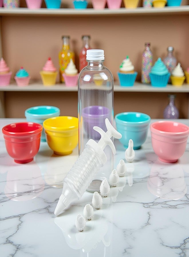Jowxsx 1Pc White Pipe Nozzles with Syringe，8pcs Plastic Cream Baking Piping Nozzle Dispenser Icing Pastry Tips Tube Decoration Tool, for Cupcake and Cake,Decorating Tools, Kitchen Utensils and Gadgets - Image 3
