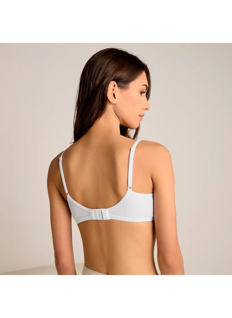 فاف Adjustable Strap Bra with Hook and Eye Closure