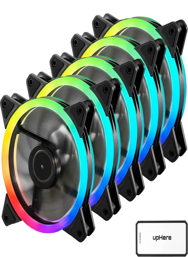 upHere 120mm RGB Series Case Fan,Quiet Edition High Airflow LED Case Fan for PC Cases-5 Pack - Image 1