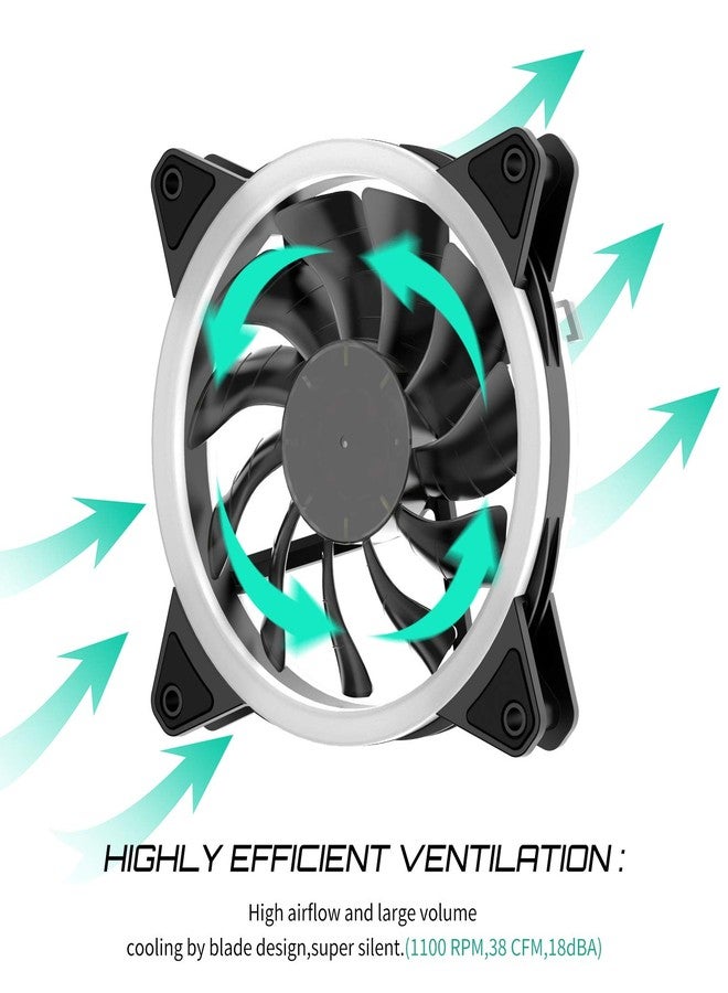 upHere 120mm RGB Series Case Fan,Quiet Edition High Airflow LED Case Fan for PC Cases-5 Pack - Image 2