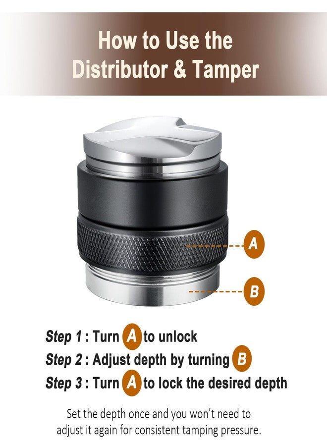 WhaleSiper 53mm Adjustable Coffee Distributor & Tamper, Dual Head Coffee Leveler, Compatible with 54mm Breville Portafilter, 2-in-1 Espresso Hand Tamper with Adjustable Depth - Image 4