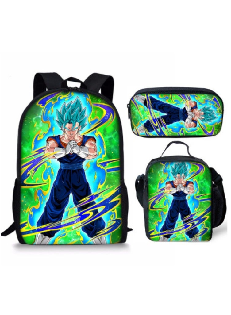 Anime cartoon Dragon Ball backpack for primary and secondary school students, large capacity backpack, shoulder bag, pencil case, 3-piece set for both men and women - Image 1