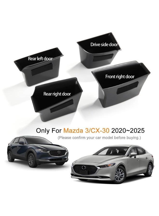 Car Interior Door Storage Organizer Box for Mazda 3 CX-30 2020-2025, Black ABS Plastic, 4 Piece Set - Image 2