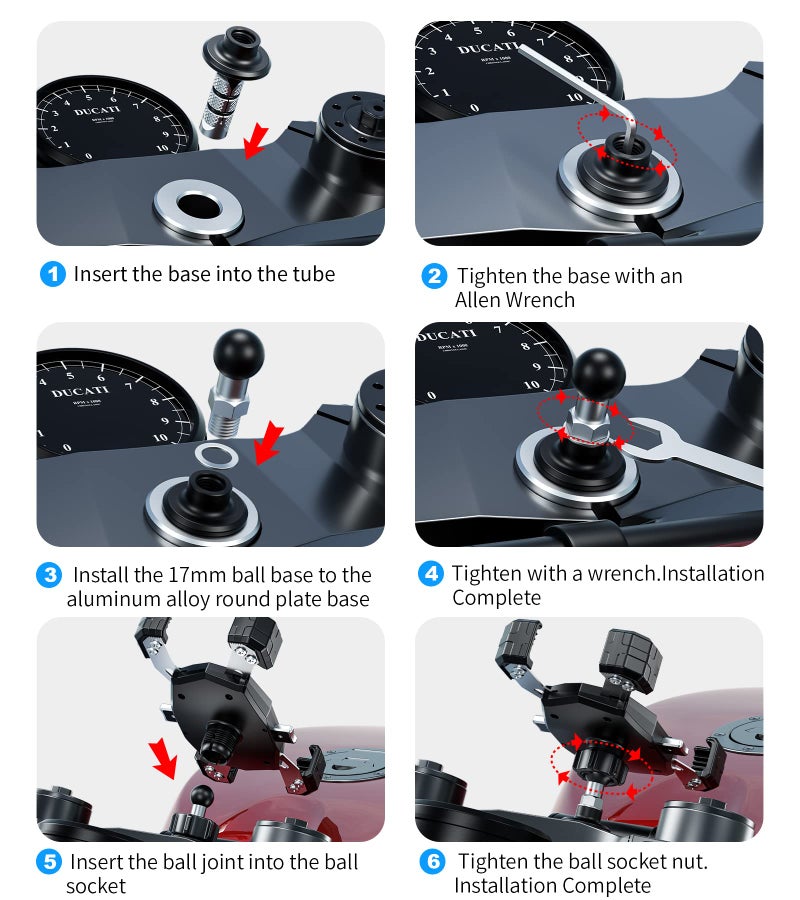 Kewig Motorcycle Fork Stem Phone Mount, Motorcycle Phone Mount, 1S One-Push Automatically Lock & Release, Fits for Fork Stem 12-25.4mm in Diameter, for 4.0-6.9" Cellphones - Image 5