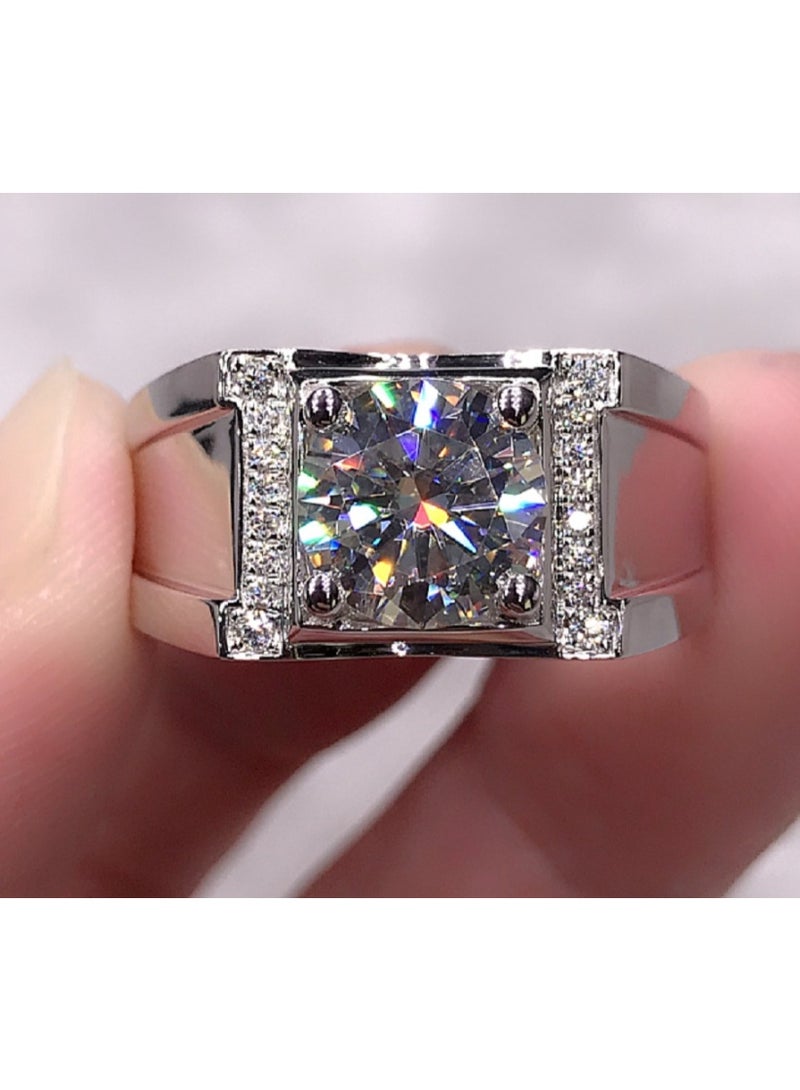 LATEEN 18K Elegant White Gold Plated Silver Moissanite Ring With Brilliant Sparkle With Led light Ring Box - Image 2
