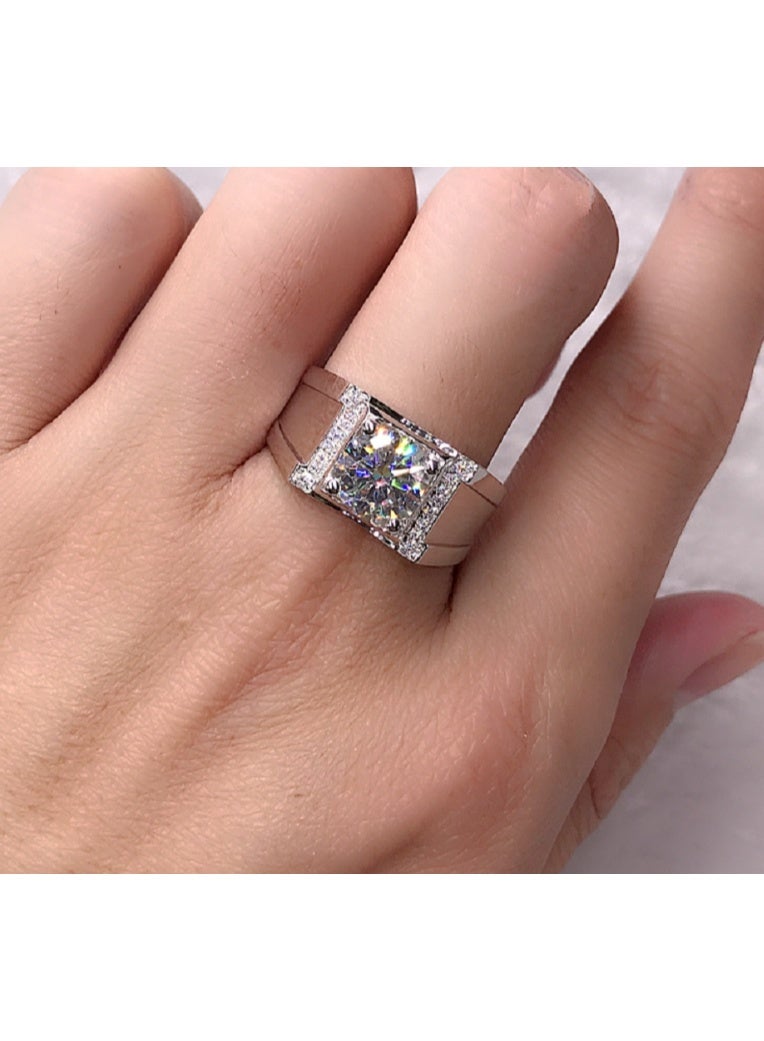 LATEEN 18K Elegant White Gold Plated Silver Moissanite Ring With Brilliant Sparkle With Led light Ring Box - Image 3