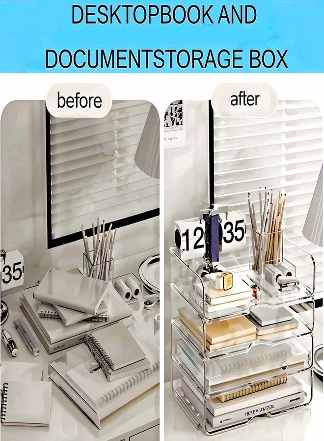 DCA Large Capacity Desk Organizer, 4 Tier Paper Organizer, File Organizer for Desk, Stackable Paper Tray for Office, Home and School - Image 2