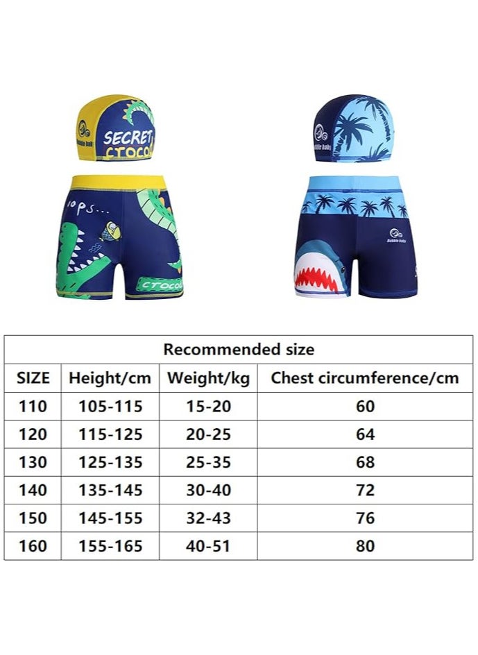AUTOYSUR 3 Piece Kids Swimsuit with glasses,Boy Swimsuit,Swimming Shorts,Swimming glasses with Cap,blue  - Image 2
