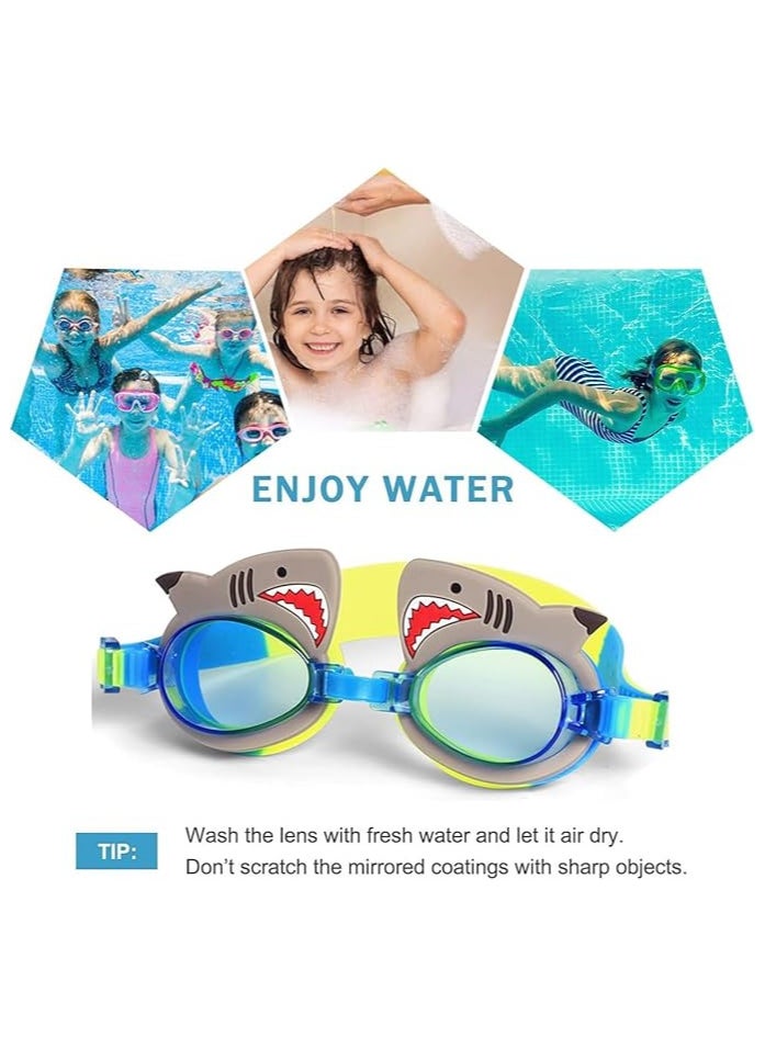 AUTOYSUR 3 Piece Kids Swimsuit with glasses,Boy Swimsuit,Swimming Shorts,Swimming glasses with Cap,blue  - Image 3