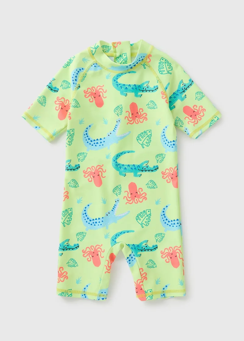 Matalan Boys Green Crocodile Surf Suit