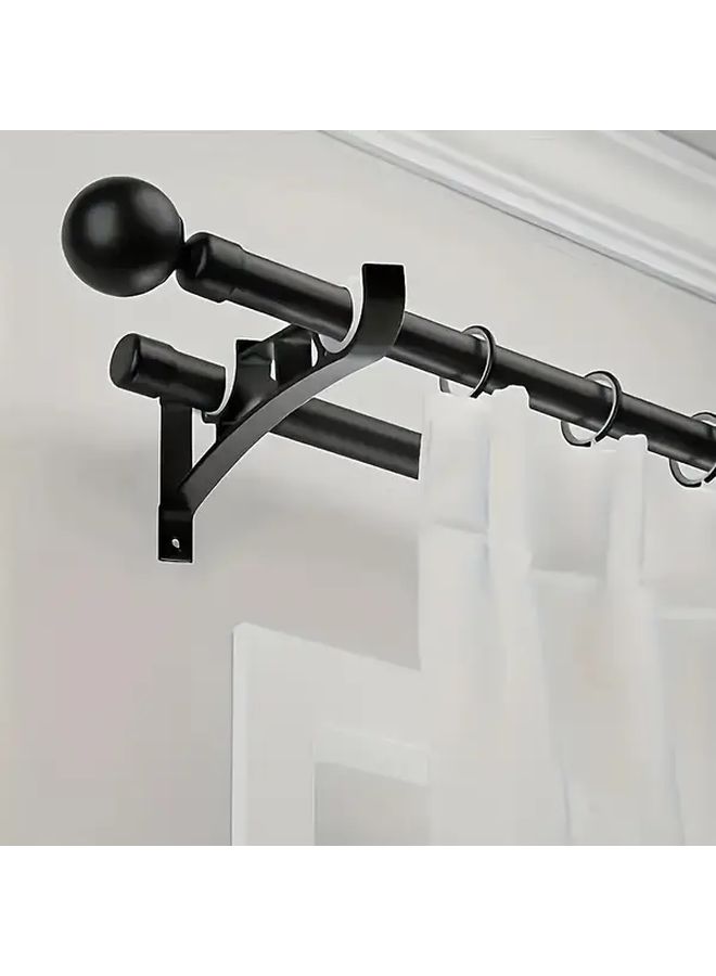 2 Sets Heavy Duty Double Curtain Rod Brackets Iron Wall Mount Hardware Supports 50kg - Image 5