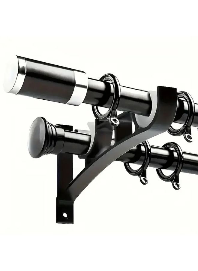 2 Sets Heavy Duty Double Curtain Rod Brackets Iron Wall Mount Hardware Supports 50kg - Image 4