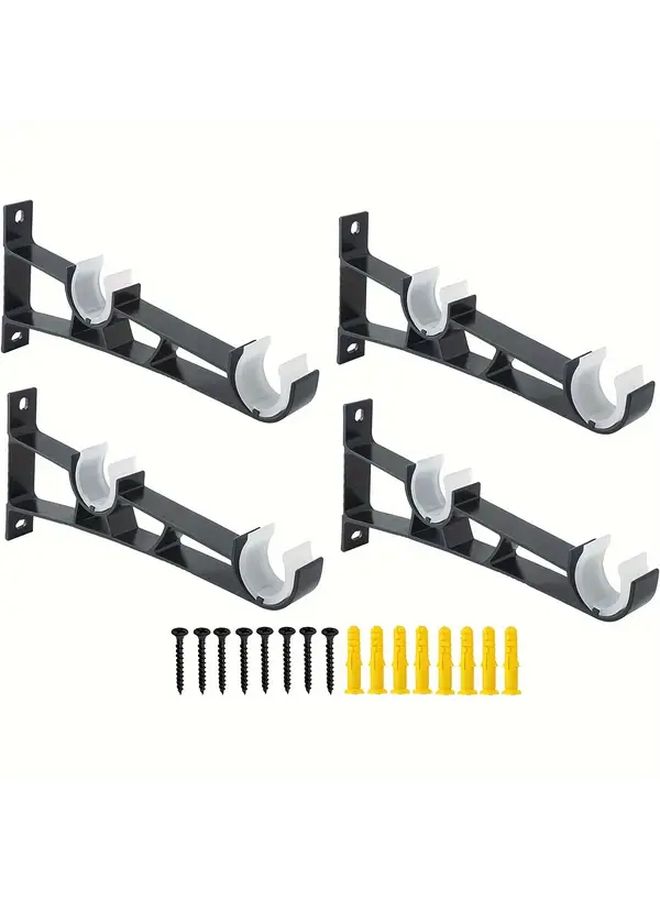 2 Sets Heavy Duty Double Curtain Rod Brackets Iron Wall Mount Hardware Supports 50kg - Image 3