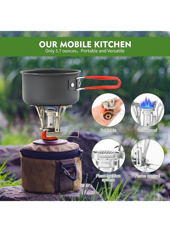 SWIUKPHE Portable Camping Stove Backpacking Stove Specialized Camping Stove with Piezo Ignition Stable Support Wind Resistance Camp Stove for Camping Hiking&Outdoor Adventure Cooking - Image 4