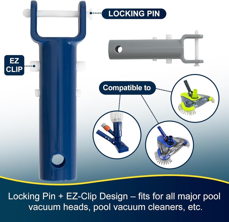 POOLAZA 2Pcs Pool Vacuum Head Handle Replacement Parts with EZ Clip and Pin Set, Suitable for Pool Vacuum Heads and Portable Pool Vacuum Jet Underwater Cleaners - Image 4