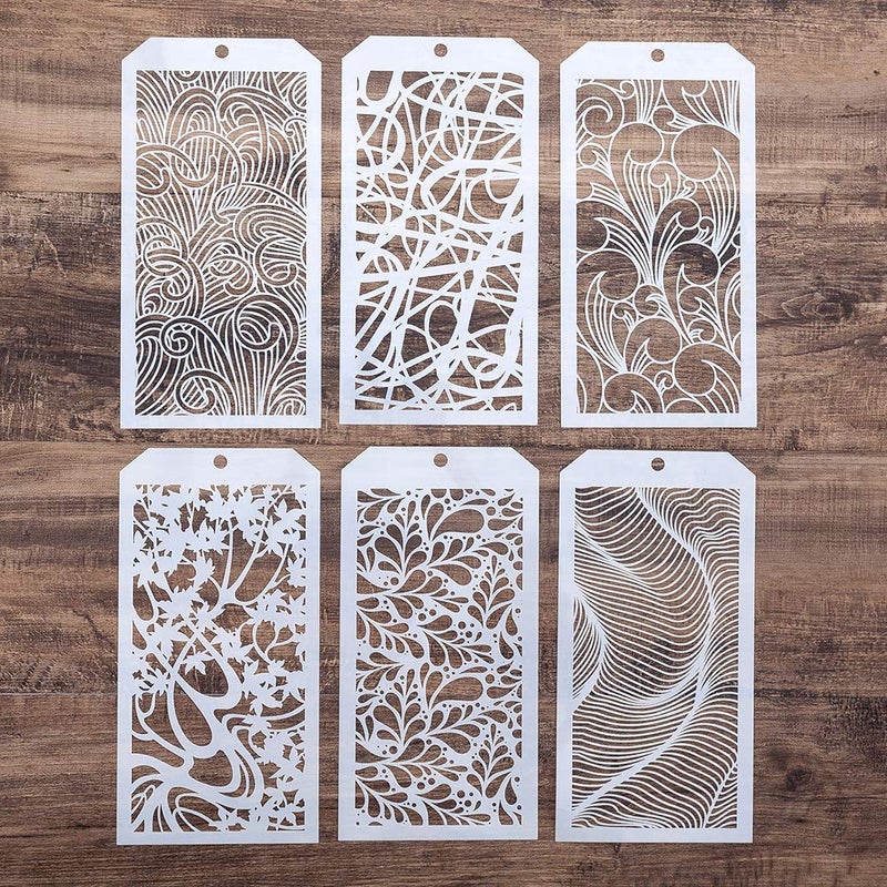 SLGIFT DIY Decorative Stencil Template for Scrapbooking Painting on Wall Furniture CraftsSet of 6 Leaf Flower