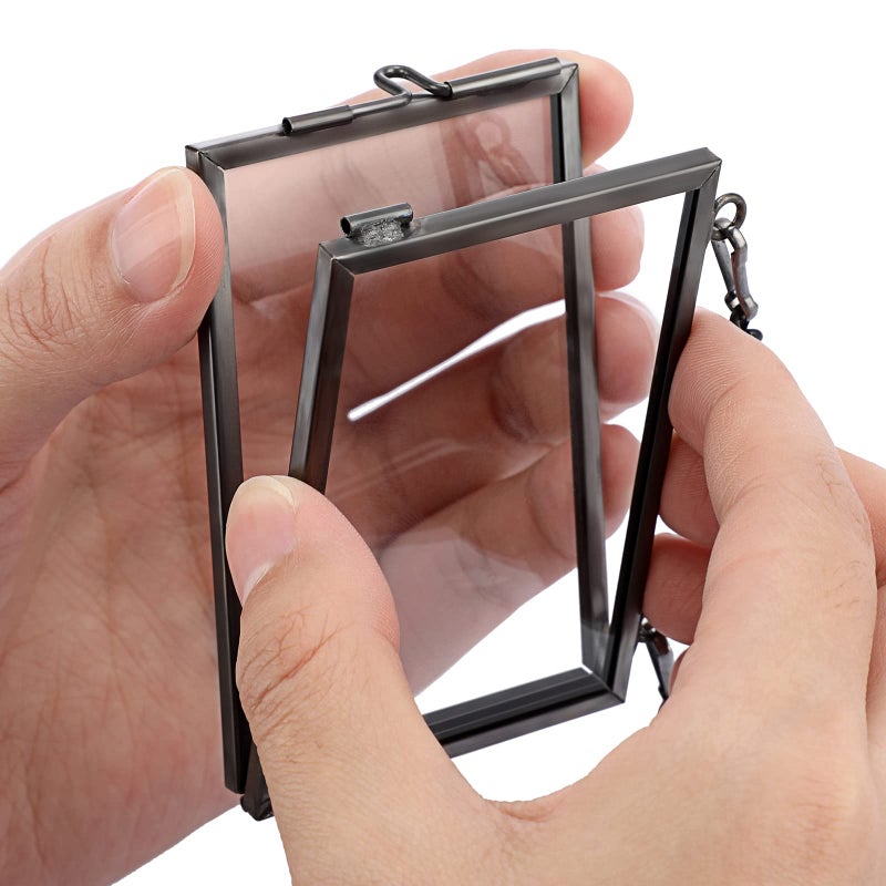 JUXYES Set of 4 Mini Brass Wall Hanging Photo Frame  Glass Hanging Picture Artwork Display Frame  Double Glass Floating Frame Style Gallery Wall Frame for Picture  Pressed Flower  Poster  etc - Image 5