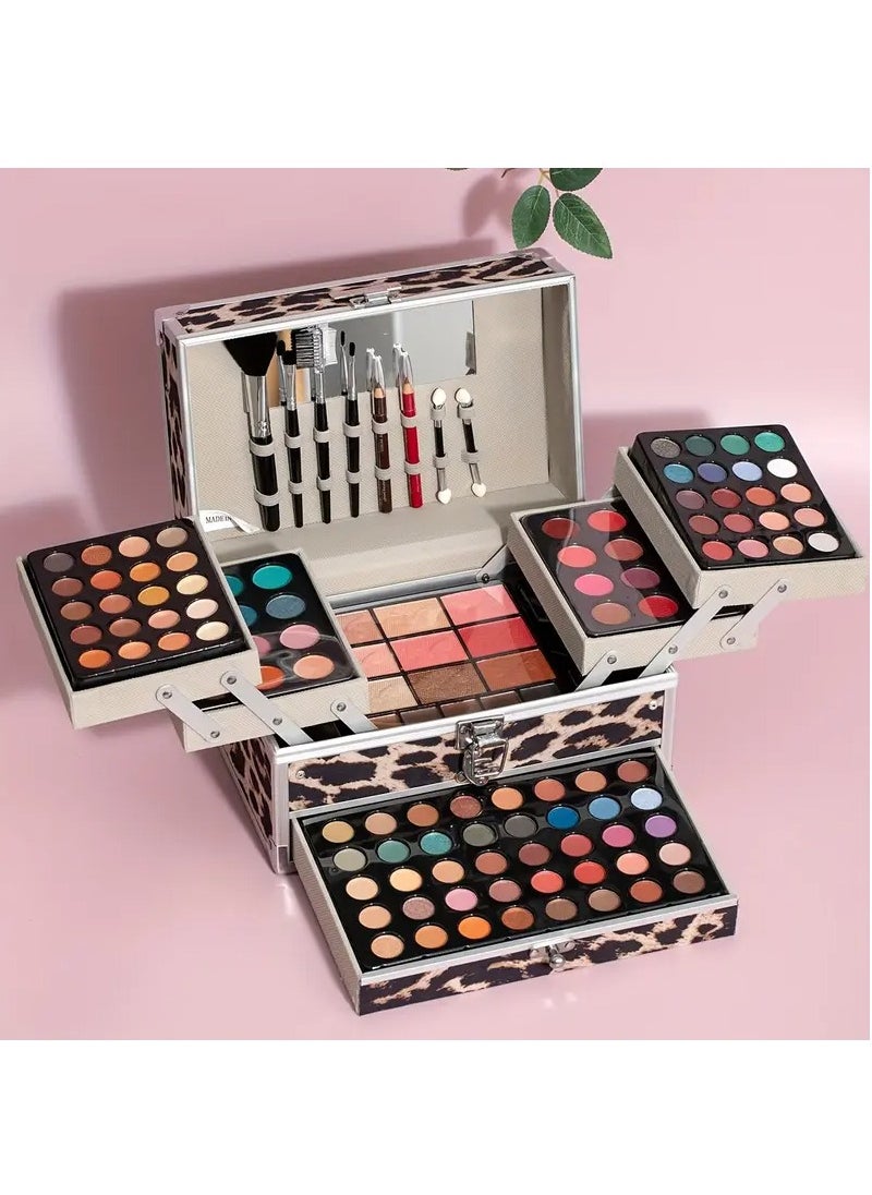 MISS YOUNG - 127Pcs/Set Idea Makeup Gift Box For Mother's Day Multi-Functional Make Up Case Set With Mirror u0026 Brush Eyeshadow Lipstick Mascara Lip Liner Lip Gloss All In One Simplicity Silvery Ladies Cosmeti - Image 1