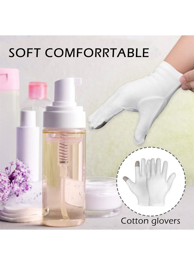 Sibba 3 Pairs Touch Screen Moisturizing Gloves White Cotton Moisturizing Gloves Overnight Bedtime Heal Eczema Sleeping Lotion Hand Spa Treatment Gloves Repair Rough Cracked Dry Chapped Hands Skin - Image 5