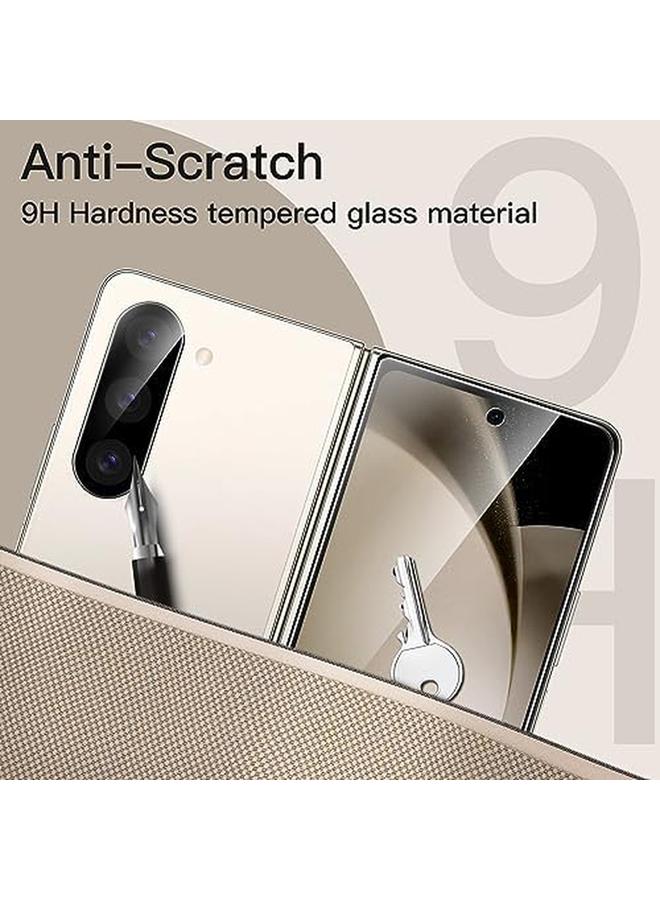 جي تيك واقي شاشة أمامي لهاتف Samsung Galaxy Z Fold 5 مع واقي لعدسة الكاميرا 9H زجاج مقوى مضاد للخدش عالي الوضوح، عبوتان لكل منهما - Image 4