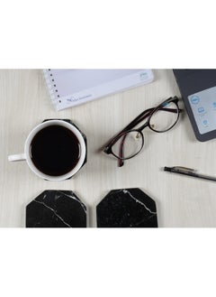RADICALn Coaster Set Of 6 Black Handmade Marble Coffee 3.5 Inches Star Coasters Plates For Mug Glass Drinks - Ideal For Car And Outdoor Pot Kitchen Cup Sets  - Image 5