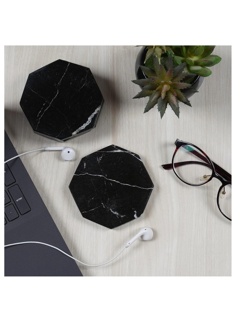 RADICALn Coaster Set Of 6 Black Handmade Marble Coffee 3.5 Inches Star Coasters Plates For Mug Glass Drinks - Ideal For Car And Outdoor Pot Kitchen Cup Sets  - Image 4