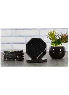 Coaster Set Of 6 Black Handmade Marble Coffee 3.5 Inches Star Coasters Plates For Mug Glass Drinks - Ideal For Car And Outdoor Pot Kitchen Cup Sets - pzsku/Z873F8EE219431EBC0D41Z/45/_/1729152489/a46f4671-0243-4b81-8593-52de72f65506