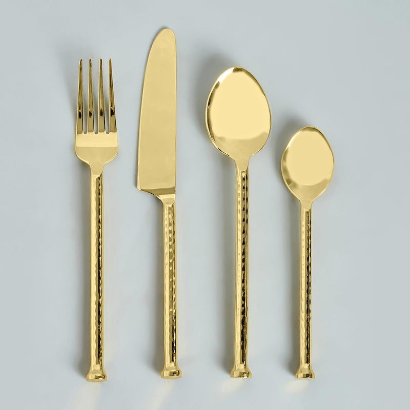 Saaga Stainless Steel Elegant Golden Cutlery Set 1 Table Spoon 1 Tea Spoon 1 Knife and 1 Fork Set of 4Pcs with Sturdy Box - Image 5