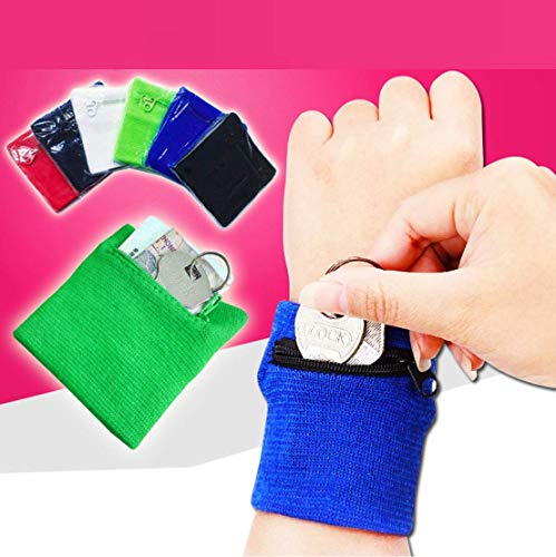 Chris.W 3Pairs Sports Wristband Zipper Sweatband Wrist Wallet Key Pocket for Women Men Running Cycling Jogging and Other Sports(Black/Blue/White) One Size fits Most - Image 5