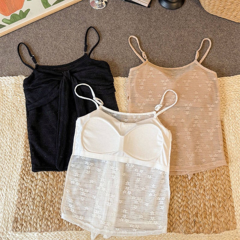 Sexy Lace Camisole Top with Padded Bra for Women - Image 5