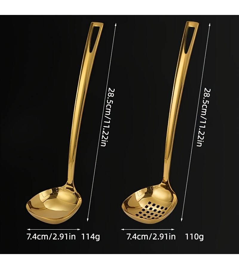 Stainless Steel Long Handled Square Headed Slotted Spoon High Temperature Resistant Deep Spoon For Kitchen Hot Pot Soup Congee - Image 3
