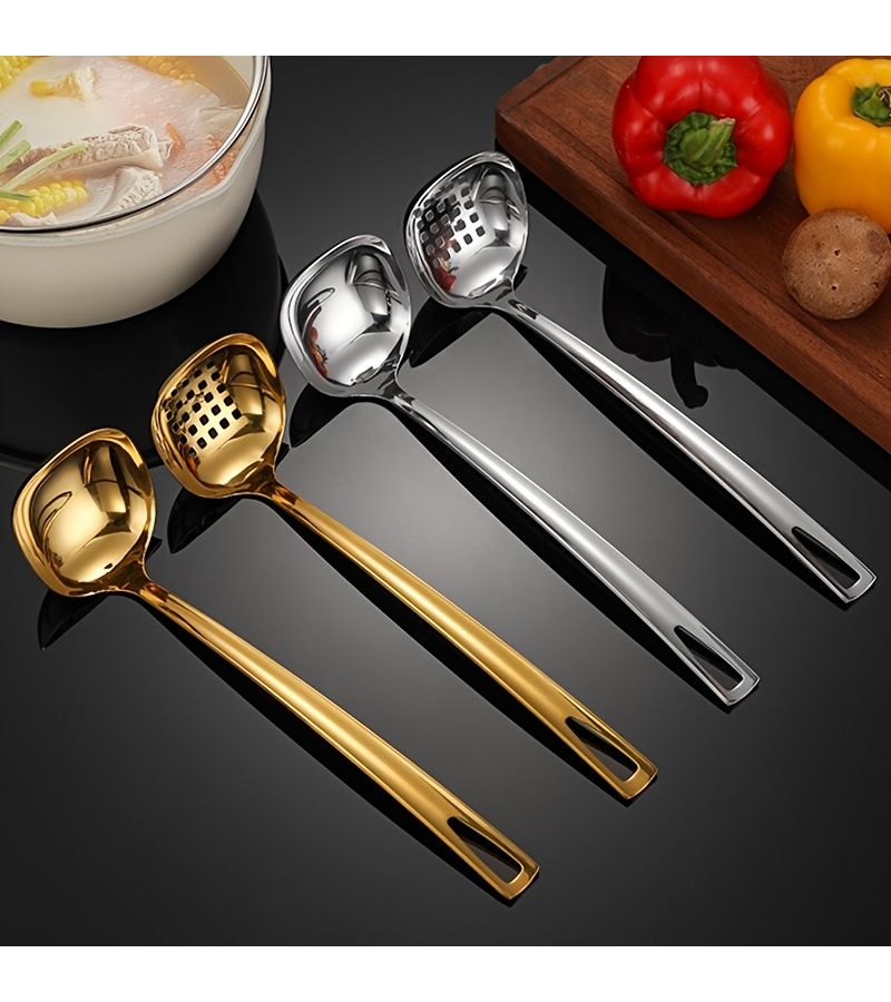 Stainless Steel Long Handled Square Headed Slotted Spoon High Temperature Resistant Deep Spoon For Kitchen Hot Pot Soup Congee - Image 4