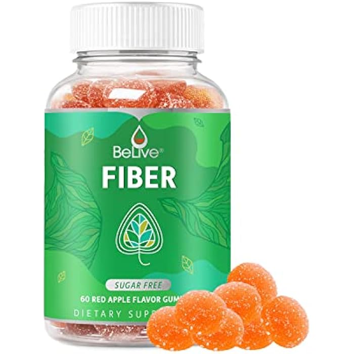 BeLive Fiber Gummies - Prebiotic Fiber Supplement with Chicory Root & Inulin for Digestive Support & Overall Gut Health I Vegan, Sugar Free Gummies for Adults & Children | 60 Ct - Apple Flavor - Image 1