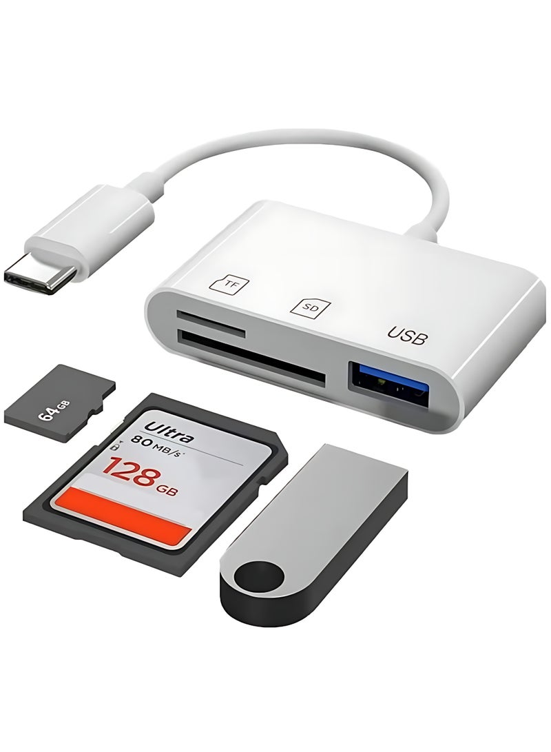CLAVON قارئ بطاقات SD متعدد الوظائف 3 في 1 USB C، محول Type C إلى USB C، محول بطاقة TF يدعم القراءة والكتابة المزدوجة - Image 1