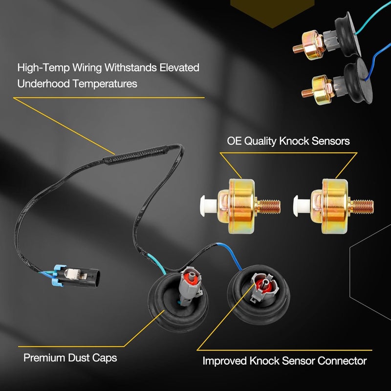Gledewen Dual Knock Sensors with Wiring Harness and Intake Manifold Gasket Kit | for Chevy Silverado Avalanche Tahoe, GMC Sierra Yukon, Cadillac Hummer & More GM Vehicles | Replace# 12601822,213-3521,89060413 - Image 4