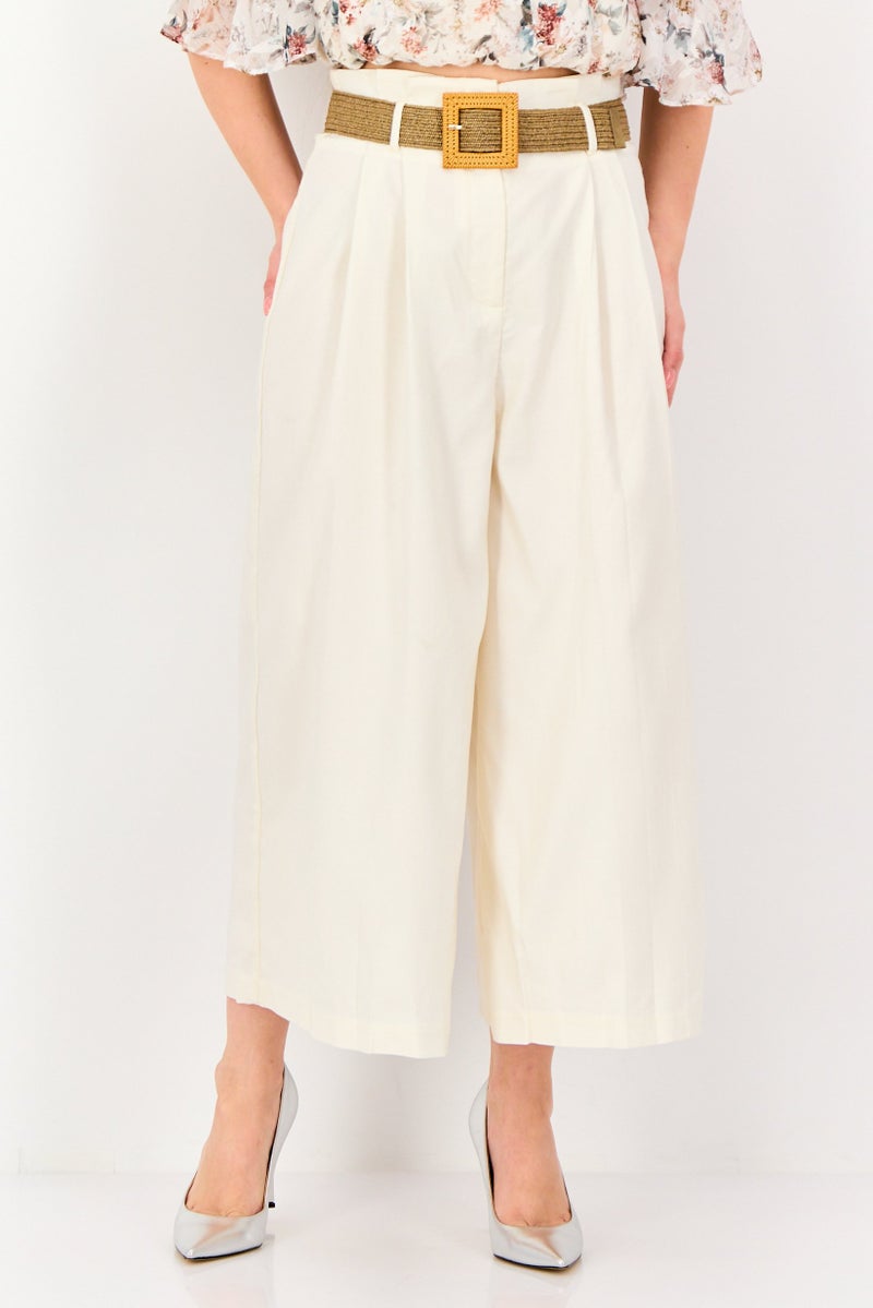 VERO MODA سروال واسع عادي للنساء، أبيض فاتح - Image 1