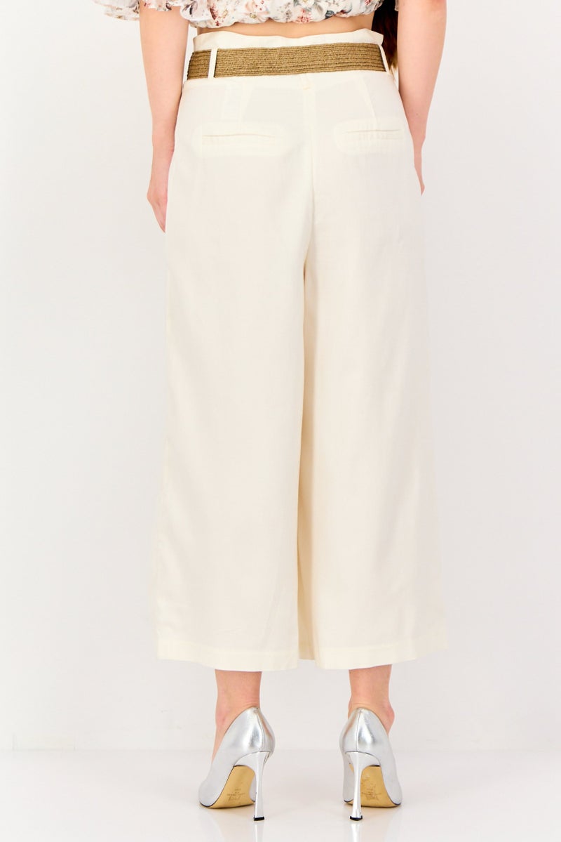 VERO MODA سروال واسع عادي للنساء، أبيض فاتح - Image 3