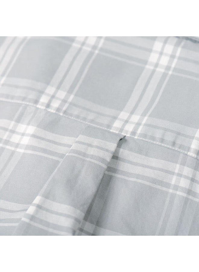 Limeng Men's Pure Cotton Plaid Long-sleeve Shirt, Youth American-style Casual Commuter Checkered Shirt, Gray Plaid, Size 42 - Image 2