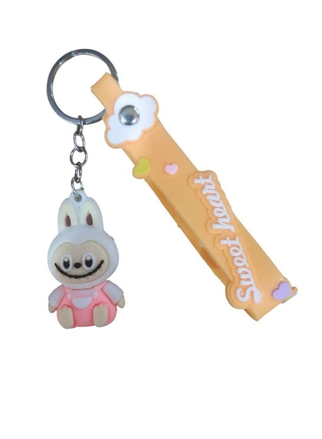 Labubu Toy Keychain Cartoon 3D Plastic Lovely Keychain (Assorted Color)