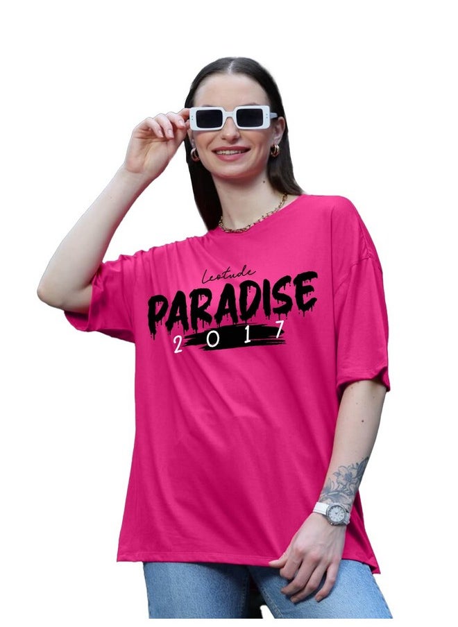 LEOTUDE - LEOTUDE Oversized Round Neck Women's T-Shirts (FS49_Pink_PRDS_P_Pink_S) - Image 1