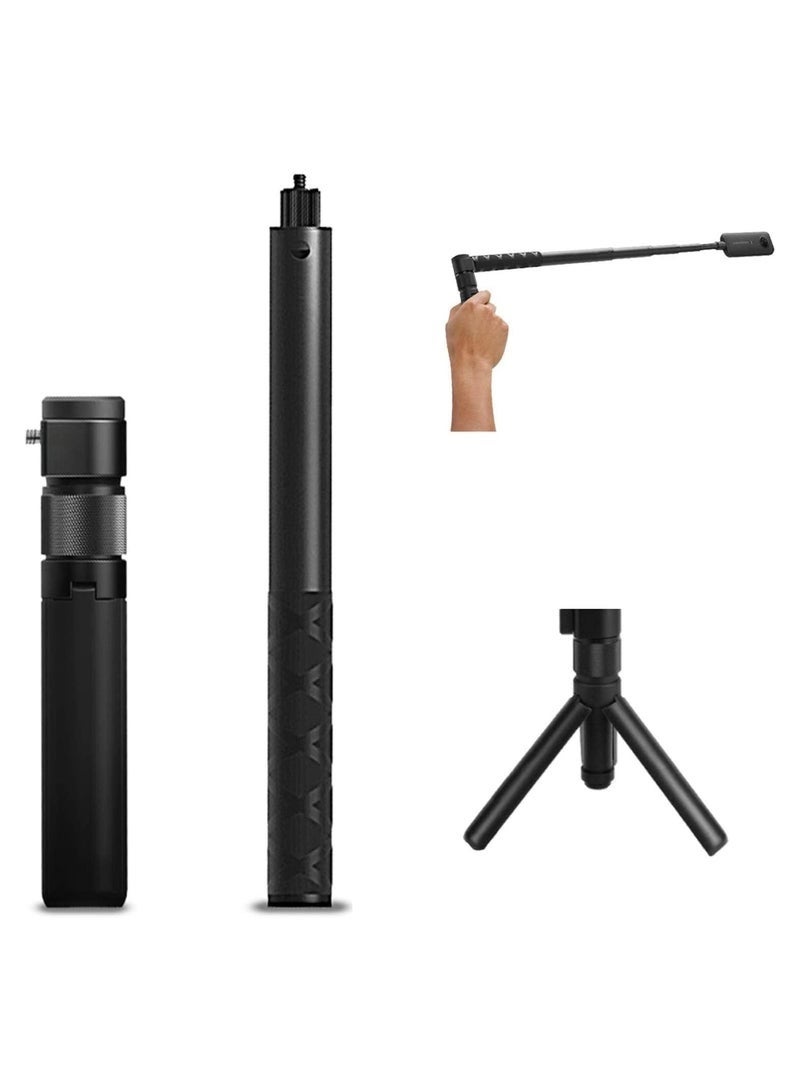 Extended Selfie Stick, Invisible Rotatable Handle with Integrated Tripod Compatible with Insta360 X3 / ONE X2 / ONE X / ONE / GO 2 / ONE R / ONE RS / GoPro Series Camera