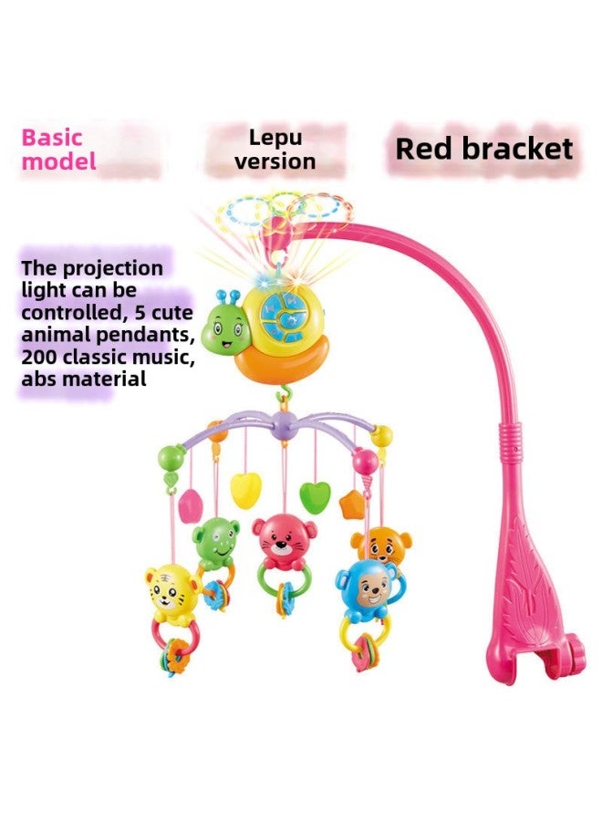 Newborn Baby Toy Bed Bell Rotating Music Hanging Bell 0-3 Months 6 Baby Bedside Pendant Rattle Baby Artifact-Color:Basic Pendant Red Stand-Specifications:Cradle Melody Music Edition + Charging
