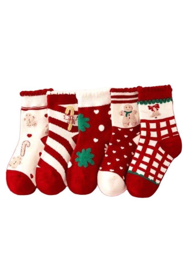 SMARTEDGE summer socks for kids, boys and girls, with designs inspired by the Christmas spirit, in beautiful and calming colors that keep you warm. Ankle-length socks, 5-pair set with a gift, in assorted colors. Stylish design.