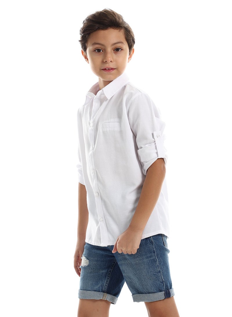 Master Jeans Boys Casual Roll Up Sleeves Cotton Shirt - Image 2