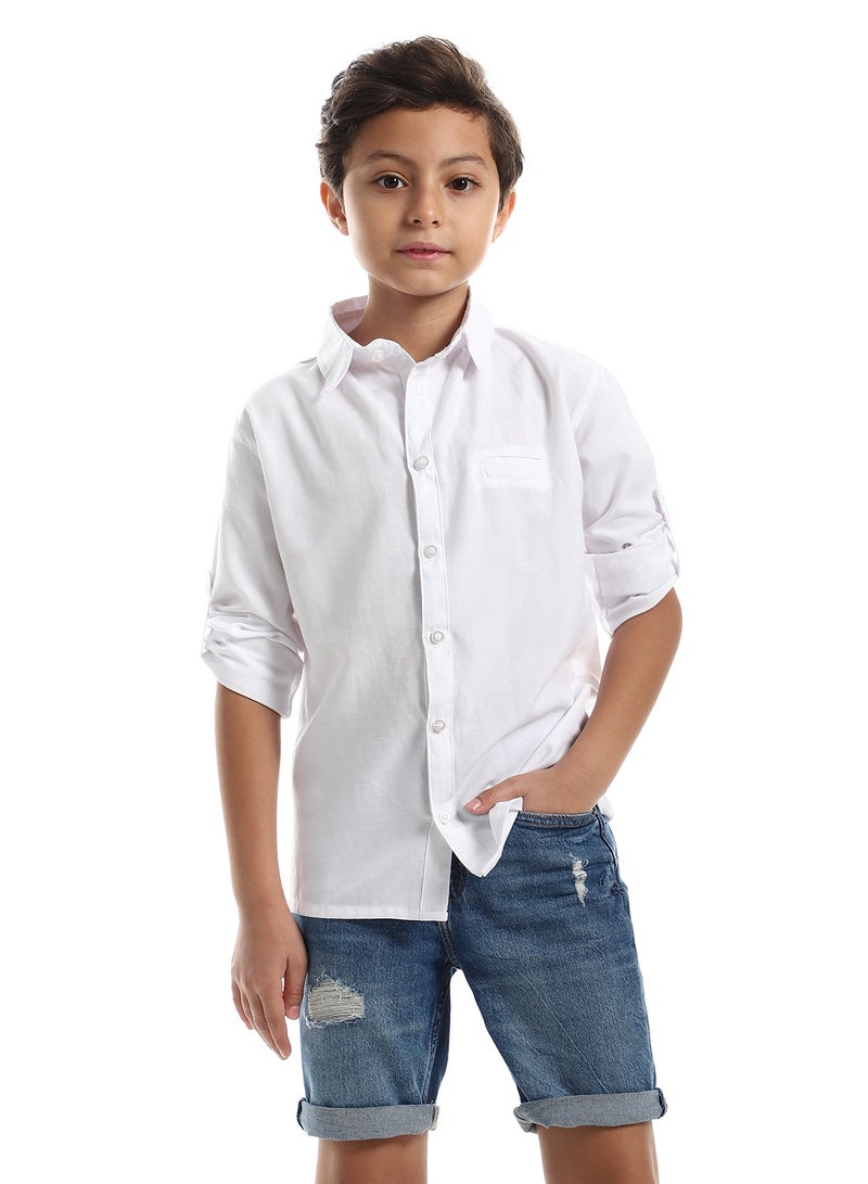 Master Jeans Boys Casual Roll Up Sleeves Cotton Shirt - Image 1