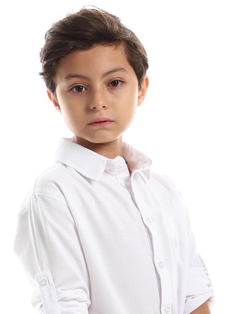 Master Jeans Boys Casual Roll Up Sleeves Cotton Shirt - Image 4