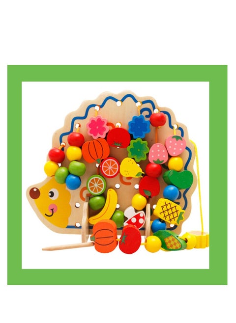 Wooden Balance Blocks Stacking Lacing Toys Fruits Beads Threading for Toddlers STEM Montessori Educational Building Game Kids Boy Girl Gifts