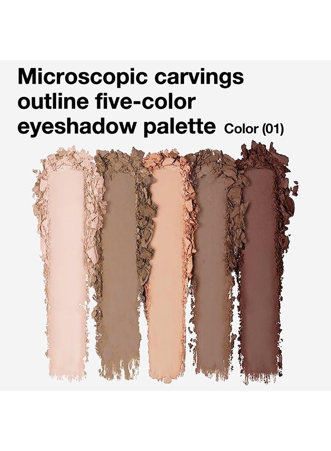 MYHO Microscopic Carvings Outline Five-Color Eyeshadow Palette, Neutral Nude Brown Eyeshadow Palette, 5 Cool Neutral Matte Shades – Off White, Beige, Light to Dark Brown – Velvety Finish, Long-Lasting, Natural Everyday Eye Makeup for Brown Eyes 01 - Image 2