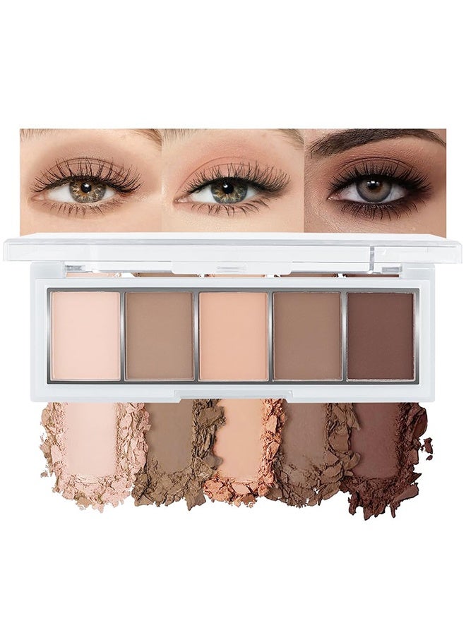 MYHO Microscopic Carvings Outline Five-Color Eyeshadow Palette, Neutral Nude Brown Eyeshadow Palette, 5 Cool Neutral Matte Shades – Off White, Beige, Light to Dark Brown – Velvety Finish, Long-Lasting, Natural Everyday Eye Makeup for Brown Eyes 01 - Image 1