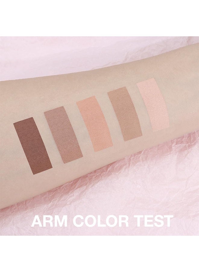 MYHO Microscopic Carvings Outline Five-Color Eyeshadow Palette, Neutral Nude Brown Eyeshadow Palette, 5 Cool Neutral Matte Shades – Off White, Beige, Light to Dark Brown – Velvety Finish, Long-Lasting, Natural Everyday Eye Makeup for Brown Eyes 01 - Image 3